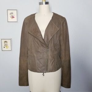 Loft nubuck leather moto jacket size 8 brown